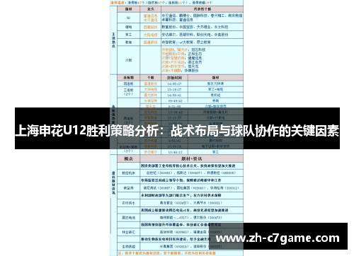 上海申花U12胜利策略分析:战术布局与球队协作的关键因素 上海申花U12胜利策略分析:战术布局与球队协作的关键因素