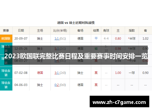 2023欧国联完整比赛日程及重要赛事时间安排一览 2023欧国联完整比赛日程及重要赛事时间安排一览